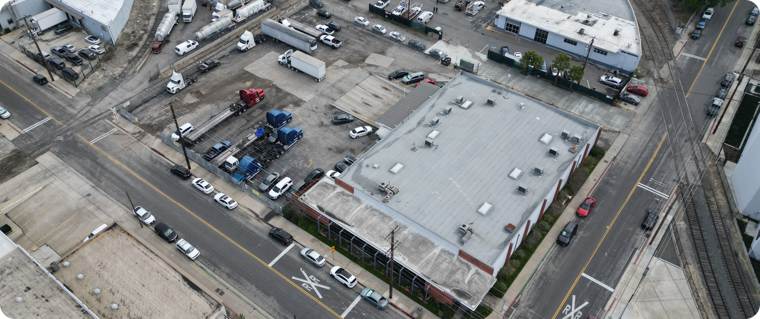 Aerial view of a WPS Fresh logistics hub supporting daily produce distribution.